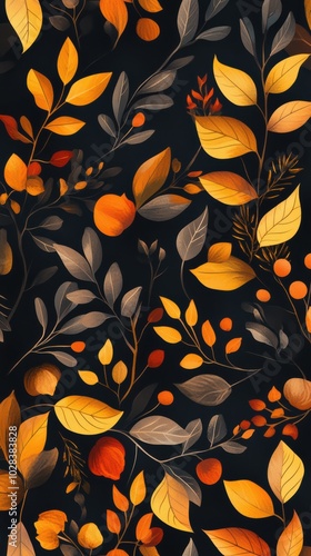 Forest autumn leave pattern background