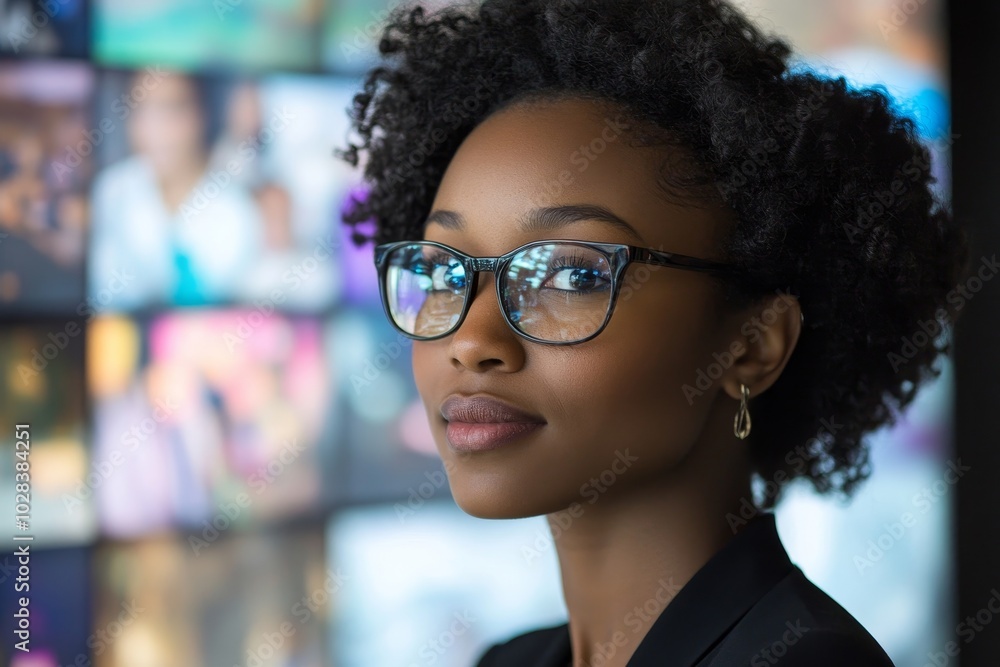 African Woman on a Hybrid Video Conferencing, Generative AI African Woman on a Hybrid Video Conferencing, Generative AI
