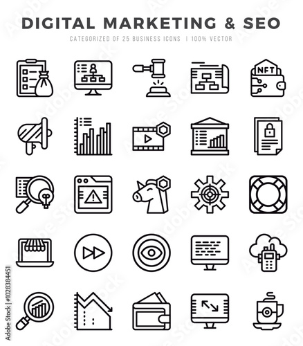 Digital Marketing & SEO icons Pack. Lineal icons set. Digital Marketing & SEO collection set.