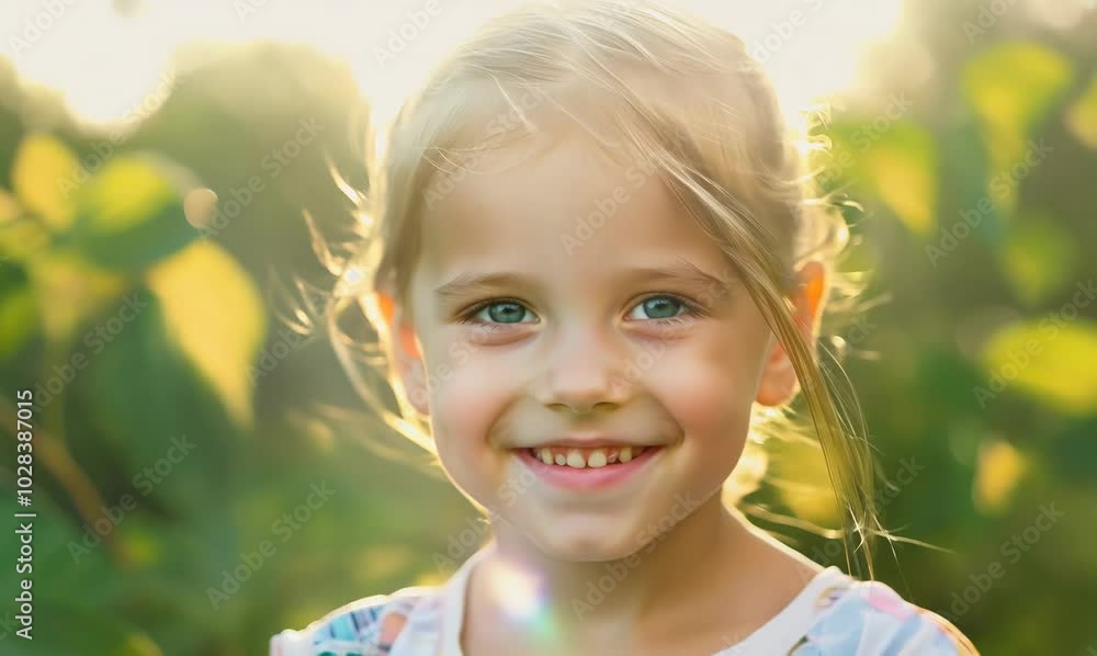 Portrait of Beautiful Blonde Girl in Nature Portrait of Beautiful Blonde Girl in Nature