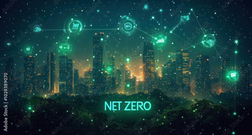 Net Zero Cityscape: A Digital Illustration of Sustainable Urban Future Net Zero Cityscape: A Digital Illustration of Sustainable Urban Future
