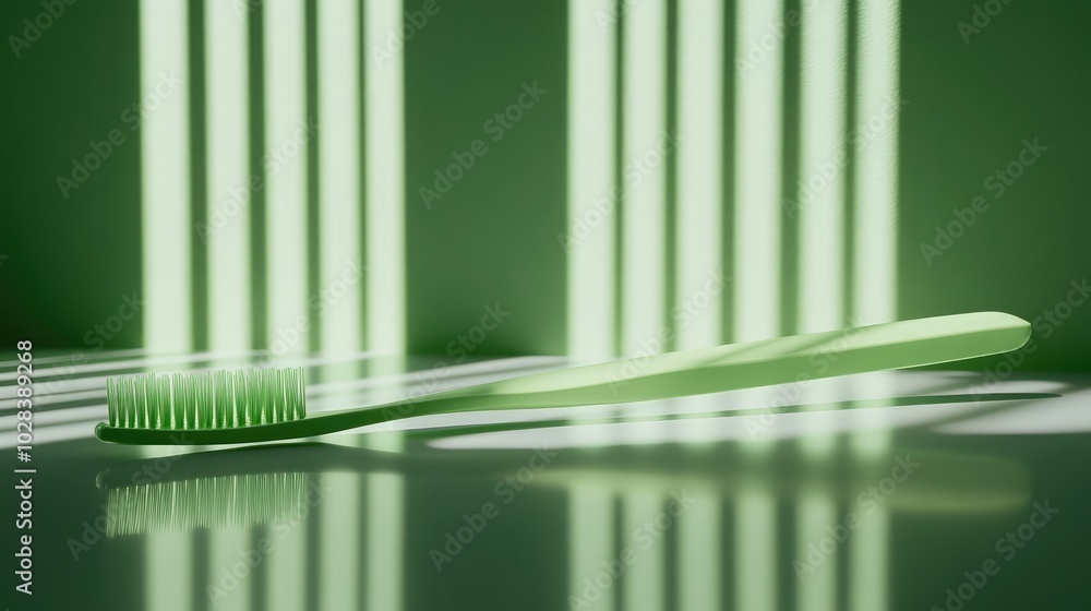 Green Toothbrush with Light and Shadow Effects Green Toothbrush with Light and Shadow Effects