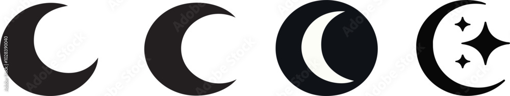 Print Moon icon set.moon closeup. Moon phase symbol. Crescent icon in glyph. Crescent icon set. Lunar symbol in black. Moon silhouette. Stock vector Print Moon icon set.moon closeup. Moon phase symbol. Crescent icon in glyph. Crescent icon set. Lunar symbol in black. Moon silhouette. Stock vector