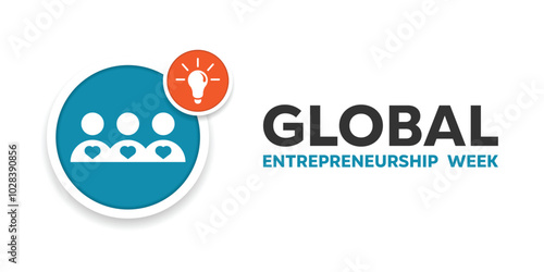 Global Entrepreneurship Week. Peoples and lamp. Great for cards, banners, posters, social media and more. White background.