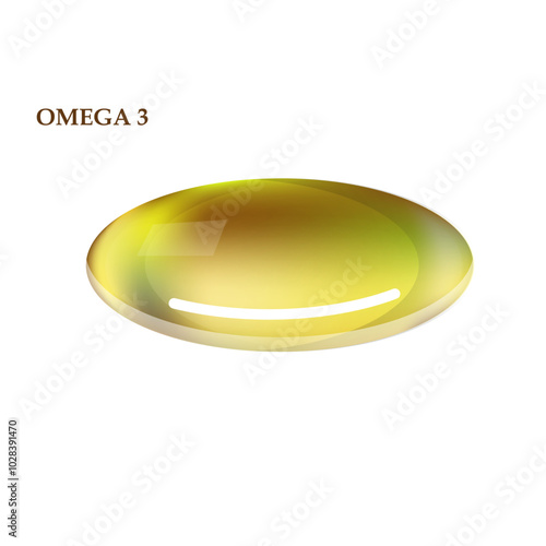 Oil capsule. Vitamin pill omega 3 fish oil, fatty organic acid medical diet nutrient. Cosmetic gold transparent capsule vector natural gel capsul 3d mockup