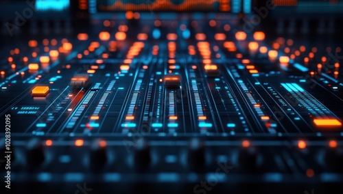 Close-up of a Sound Mixing Console