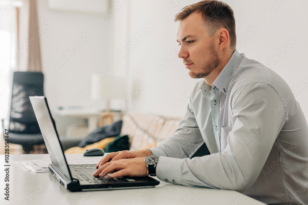 Businessman working on laptop and working at home Businessman working on laptop and working at home