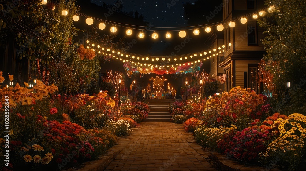 Enchanted Night Garden with Fairy Lights Enchanted Night Garden with Fairy Lights