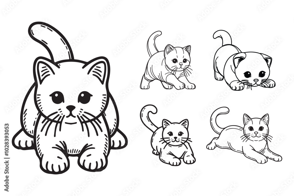Obraz premium Cute little pet cat in a playful crawl pose captured in art