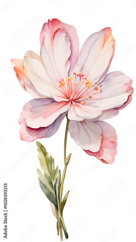 Simple and beautiful watercolor Lewisia flower on a transparent background Simple and beautiful watercolor Lewisia flower on a transparent background