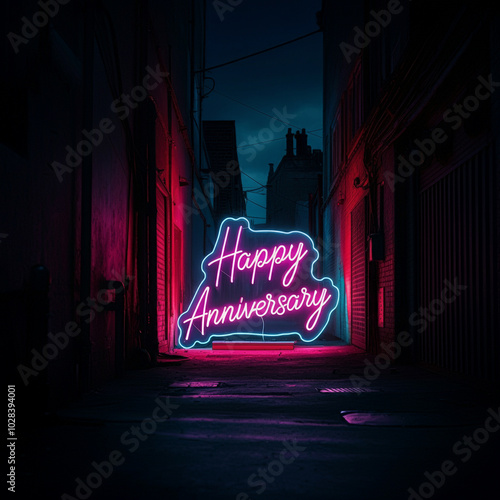 A glowing pink neon "Happy ...