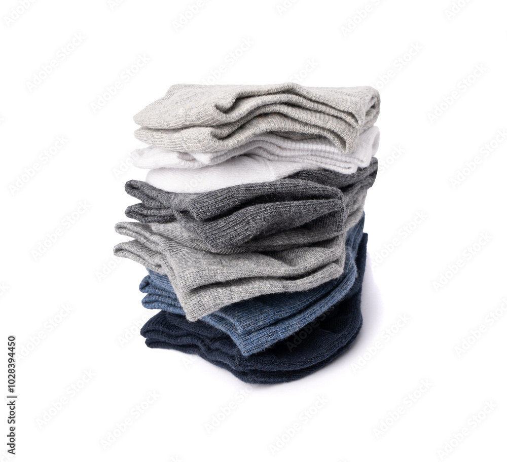 New Cotton Socks Isolated, Folded Sportswear Set, Classic Unisex Cotton Socks Collection