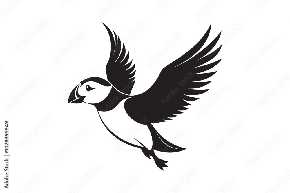 Obraz premium Puffin bird silhouette vector illustration, Puffin silhouette vector 