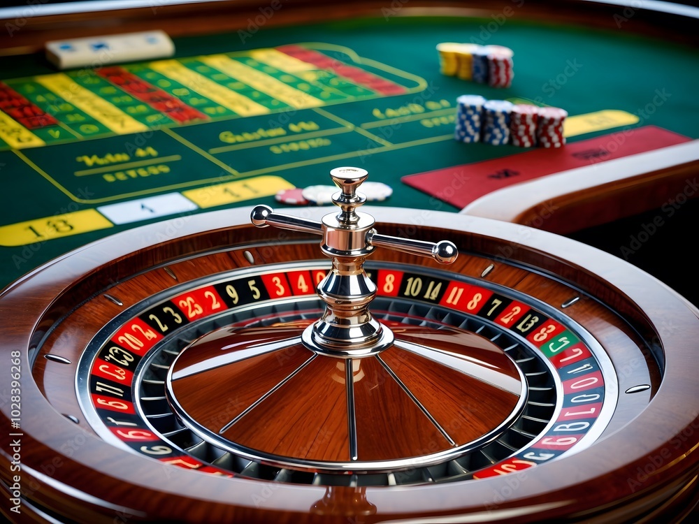 Close up of a classic casino roulette wheel. Close up of a classic casino roulette wheel.