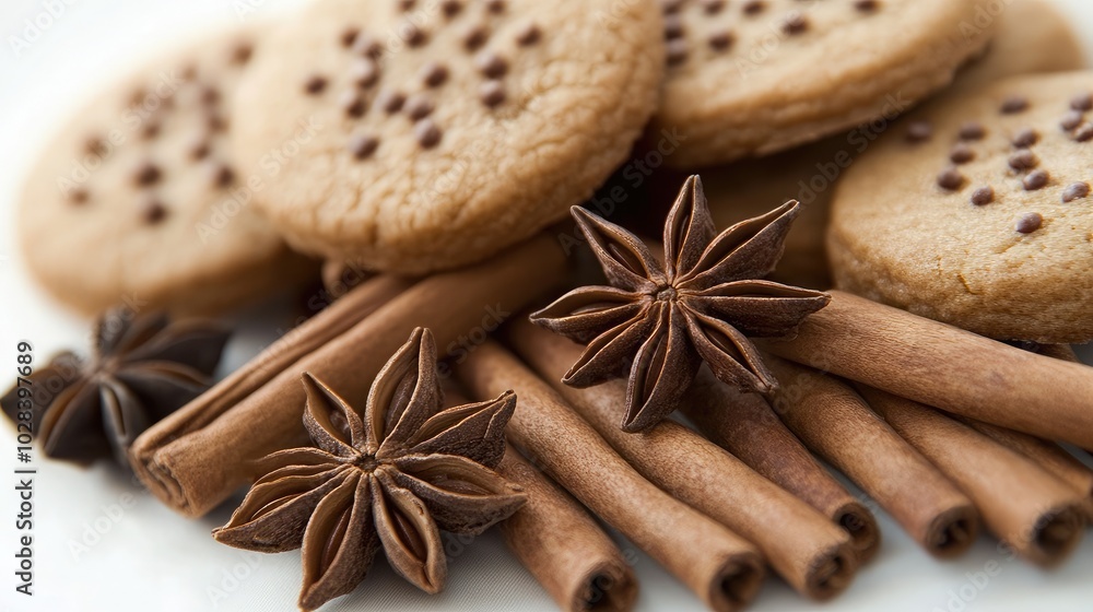 Delicious Cookies with Spices and Cinnamon Sticks Delicious Cookies with Spices and Cinnamon Sticks
