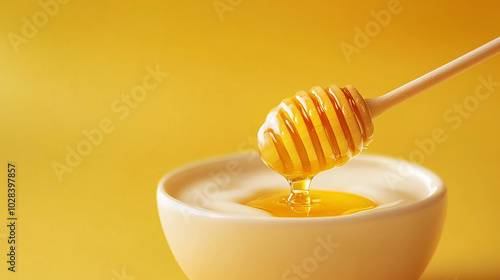 Plain yogurt in a bowl with a drizzle of honey on top