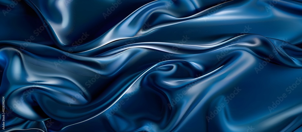 Fototapeta premium Abstract liquid metal forms framed in glossy black. Smooth, flowing shapes with reflections. Background of sleek, fluid motion