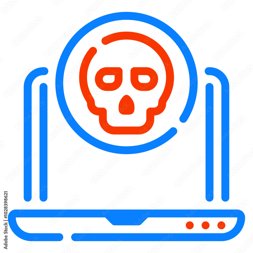 Cybersecurity Threat Icon with Skull and Laptop Cybersecurity Threat Icon with Skull and Laptop