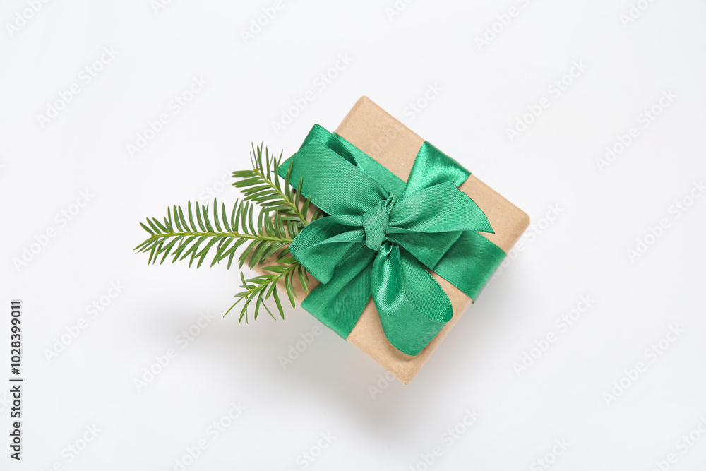 Beautiful Christmas gift box on white background Beautiful Christmas gift box on white background