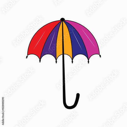 Rain Umbrella Protection and insurance royalty free vector icon, rainbow umbrella at sunset, Vector umbrella icons, Large open umbrella, black umbrella isolated on white, colorful umbrella,  photo