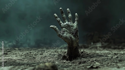 A Decaying Hand Reaching From a Graveyard photo