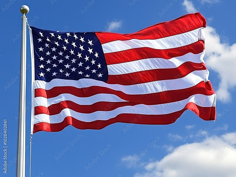 american flag waving proudly against a clear blue sky american flag waving proudly against a clear blue sky
