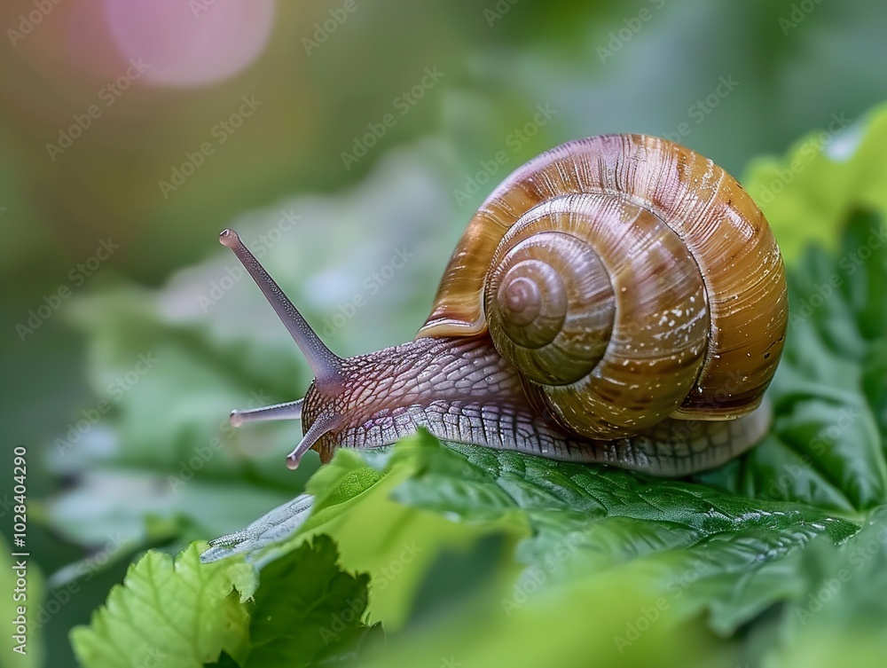 Snail on a Green Leaf: Macro Photography of Nature's Beauty Snail on a Green Leaf: Macro Photography of Nature's Beauty