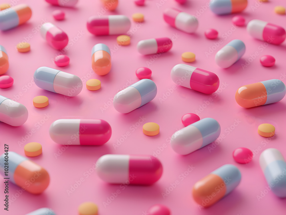 3d background with colorfull pills capsules and tablets. Healthcare and medical pharmacy 3d background with colorfull pills capsules and tablets. Healthcare and medical pharmacy