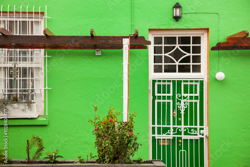 Green house in the Bo-Kaap area of Cape Town photo