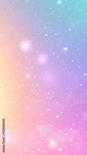 A vibrant gradient blends soft pastel hues of pink, purple, and blue, scattered with delicate sparkles, creating an enchanting and serene backdrop