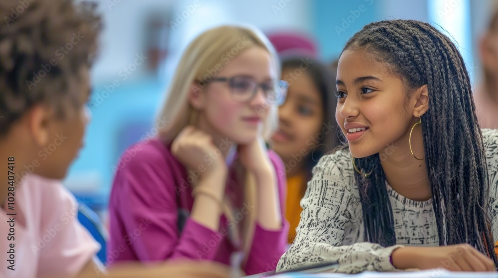 a diverse group of students engaged in a lively classroom discussion, showcasing inclusivity and the importance of education a diverse group of students engaged in a lively classroom discussion, showcasing inclusivity and the importance of education
