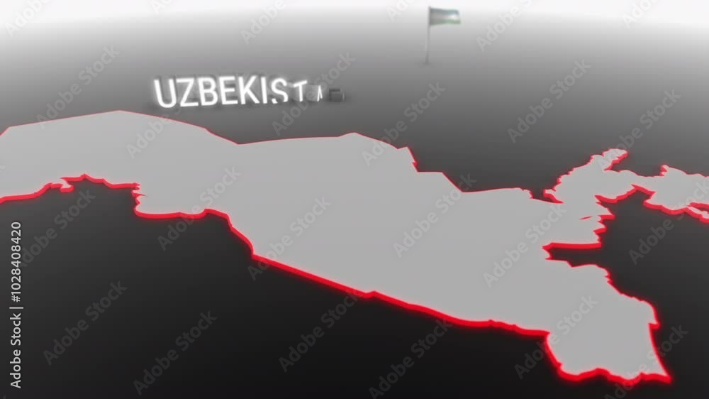 3d animated map of Uzbekistan gets hit and fractured by the text “Violence” 3d animated map of Uzbekistan gets hit and fractured by the text “Violence”