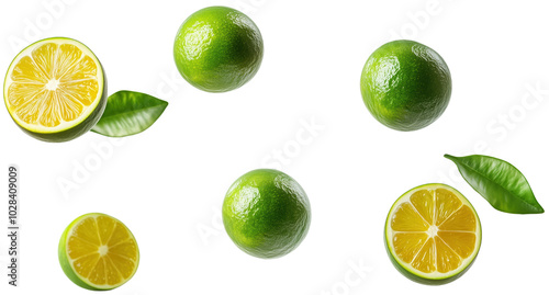 Isolated Calamansi Citrus Floating on Transparent Background, Ideal for Food and Beverage Designs