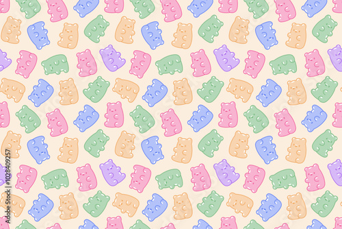 Colorful Jelly and gummy bears. Cartoon background, wallpaper.