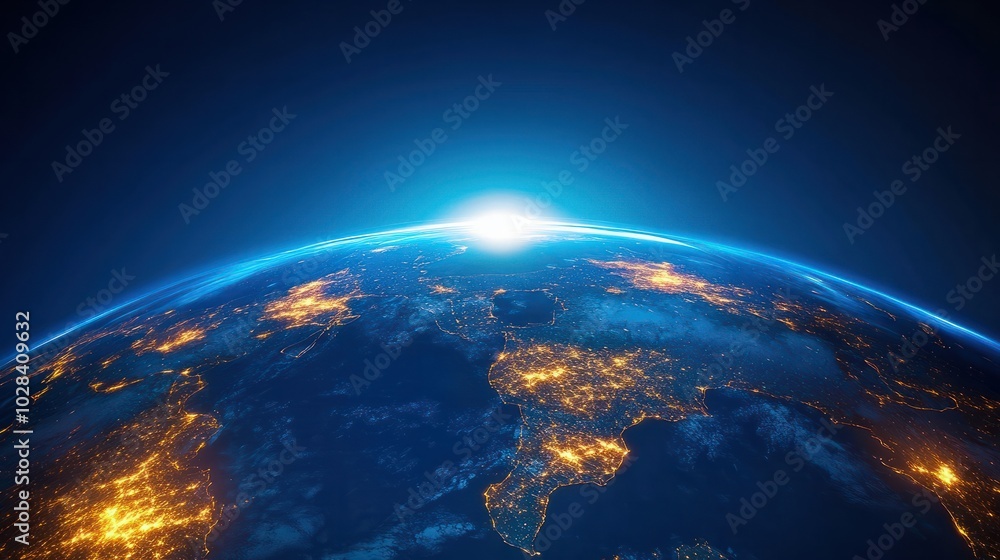 Obraz premium An illustration of a globe with glowing regions, indicating global business expansion