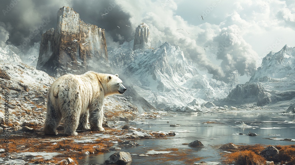 Visual representation of animal extinction fading images of various wildlife species a desolate landscape Visual representation of animal extinction fading images of various wildlife species a desolate landscape