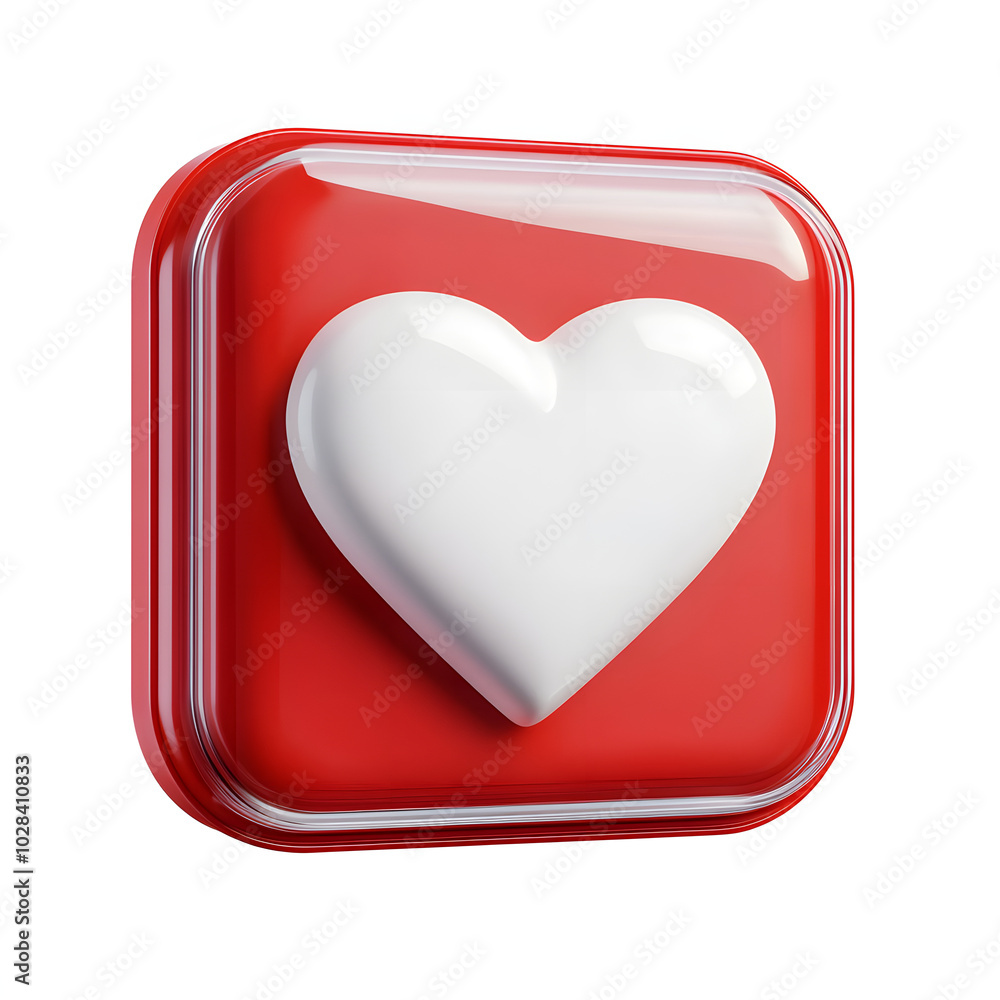 white heart in red square message bubble box 3d icon cartoon style floating on transparency background PNG white heart in red square message bubble box 3d icon cartoon style floating on transparency background PNG