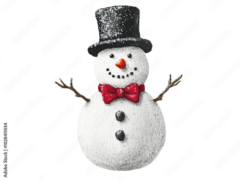 Classic Snowman with Top Hat and Red Bow Tie on Transparent Background
Classic Snowman with Top Hat and Red Bow Tie on Transparent Background