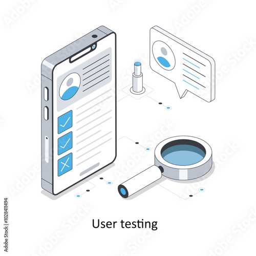 User testing Isometric stock illustration. EPS File stock illustration