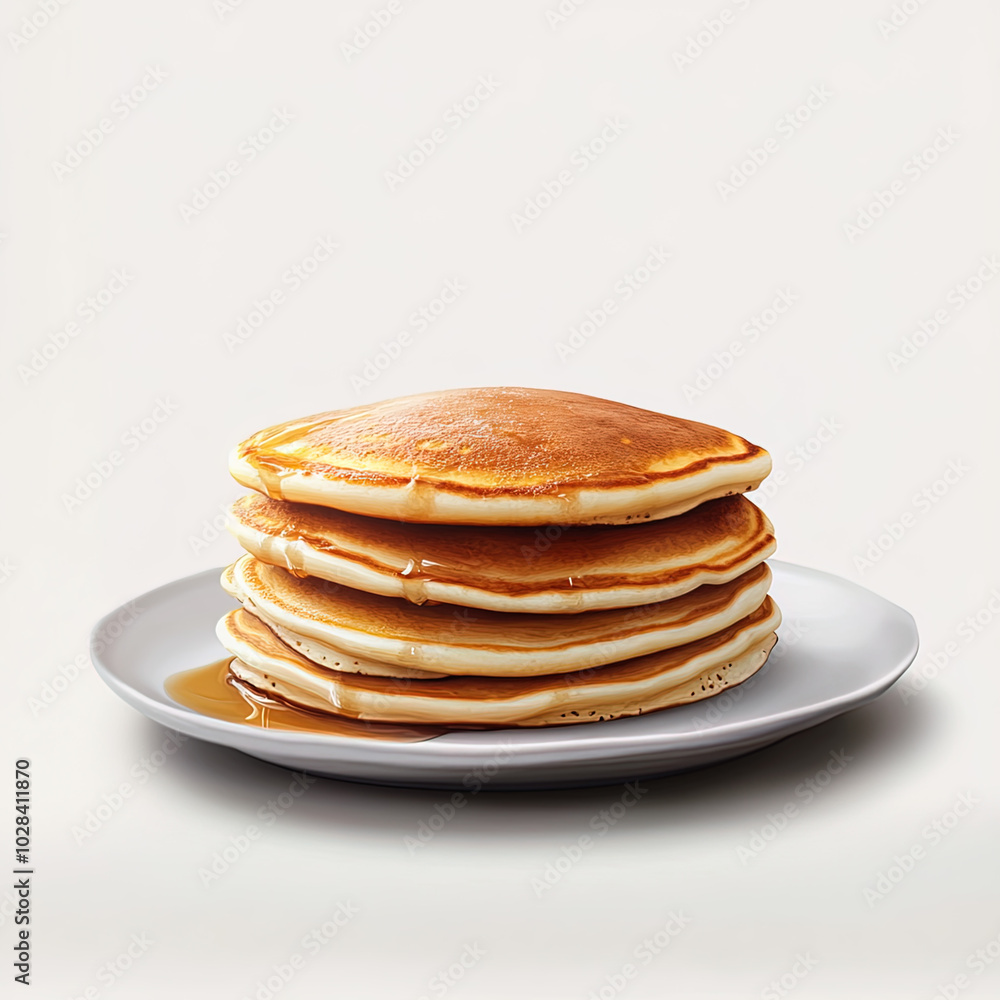 stack of pancakes on a plate, isolated white background stack of pancakes on a plate, isolated white background