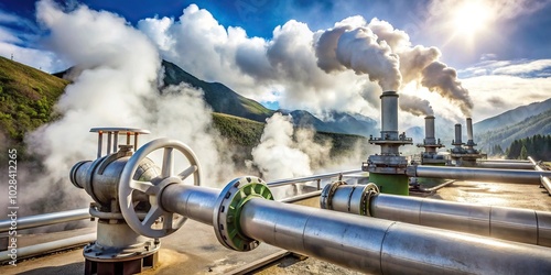 Geothermal power plant steam pipe with valve in asymmetrical design