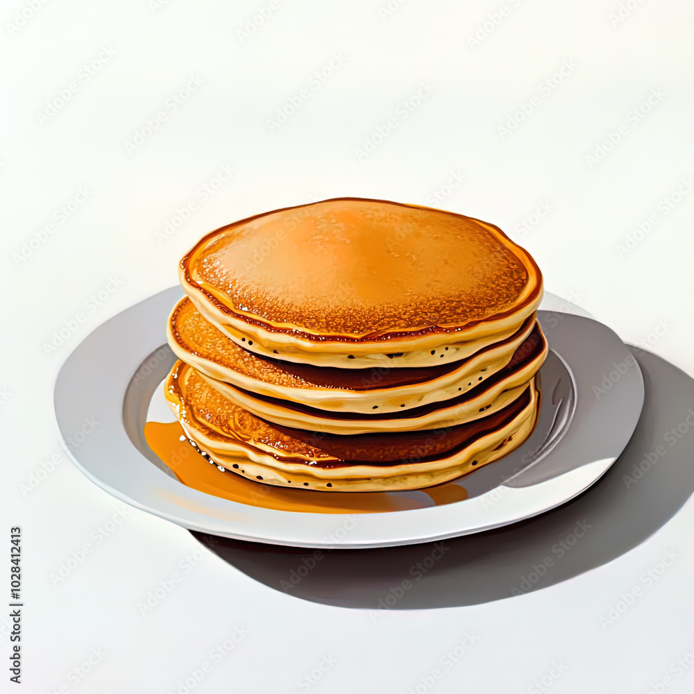 stack of pancakes on a plate, isolated white background stack of pancakes on a plate, isolated white background