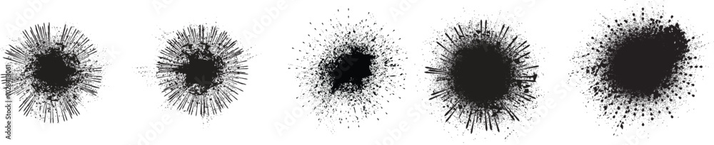 Collection of ink splashes for explosion effect .Set of Black Spray paint effect .fireworks Explosion background . Starburst. Spray paint splashes . Sunburst effect .Radial lines and grainy particles Collection of ink splashes for explosion effect .Set of Black Spray paint effect .fireworks Explosion background . Starburst. Spray paint splashes . Sunburst effect .Radial lines and grainy particles
