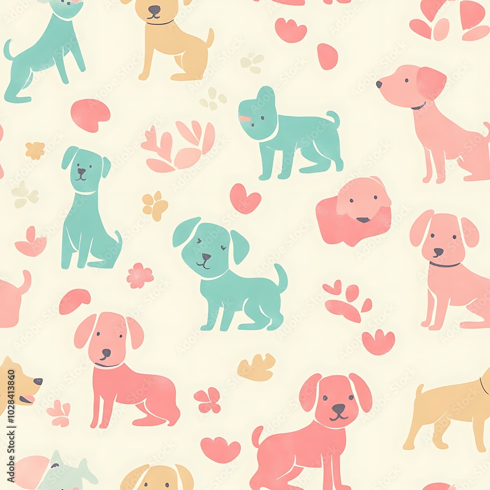 Fototapeta premium cute pastel dog pattern