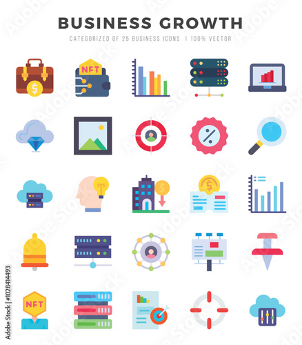 Simple Set of Business Growth Related Vector Flat Icons.