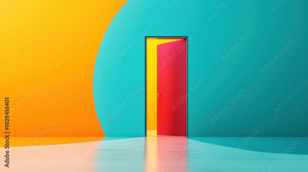 An open door leading into a brightly lit room filled with abstract shapes representing ideas and solutions, symbolizing a welcoming client-facing environment An open door leading into a brightly lit room filled with abstract shapes representing ideas and solutions, symbolizing a welcoming client-facing environment