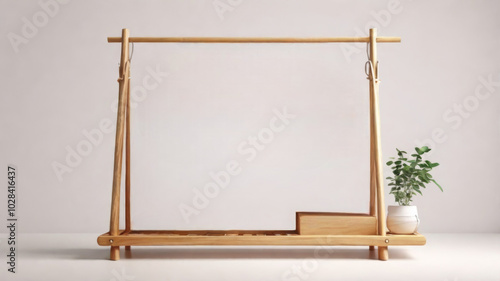 A wooden clothing rack is a way to display clothing while combining functionality with aesthetic appeal. This versatile rack highlights garments while adding a touch of organic elegance to the setting