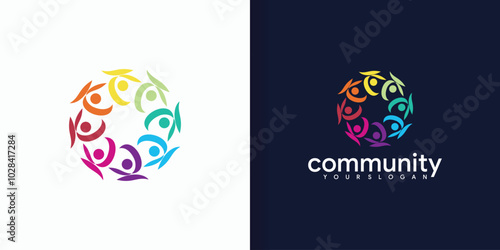 community logo icon, symbol of teamwork, family and business group. Vector illustration