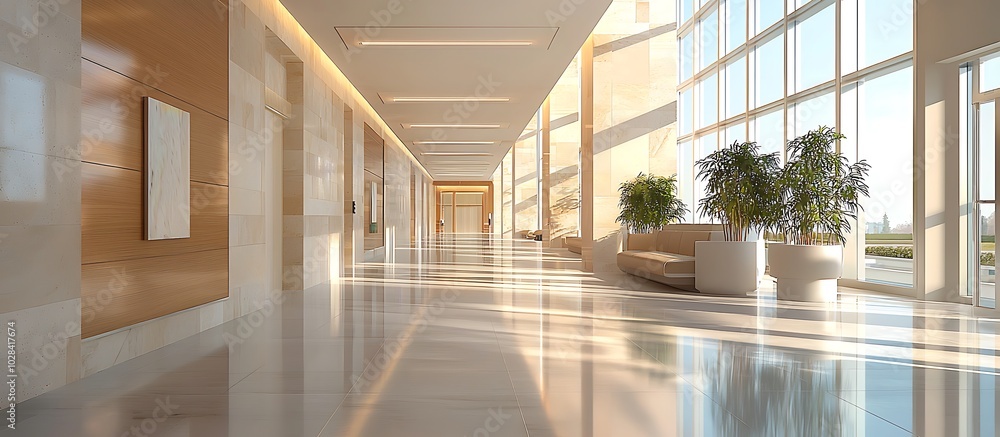 Obraz premium Soft focus blurring in a hospital corridor background.