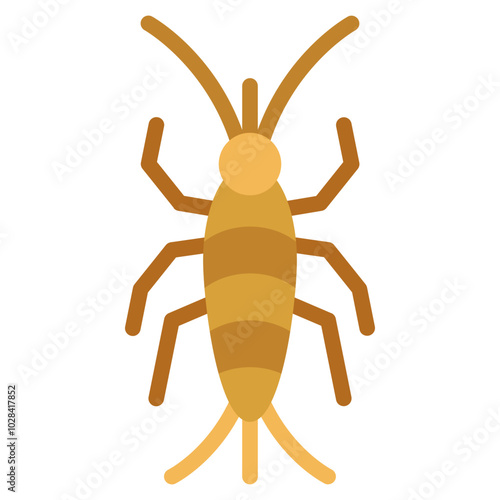Stylized Illustration of a Brown Insect with Long Antennae